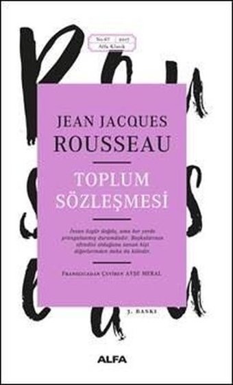 Toplum Sözleşmesi Jean - Jacques Rousseau Alfa Yayıncılık