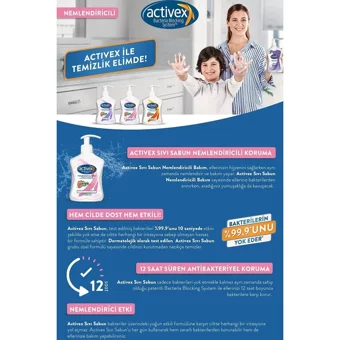 Activex Nemlendiricili Antibakteriyel Köpük Sıvı Sabun 300 ml 3'lü