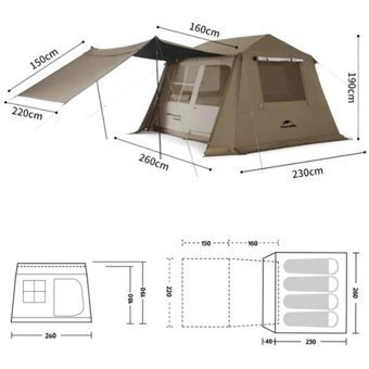 Naturehike Village 6 - 8 Kişilik 4 Mevsim Kamp Çadırı Kahverengi