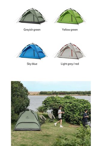 Naturehike 3 Kişilik Otomatik 3 Mevsim Çift Tenteli Kamp Çadırı Yeşil