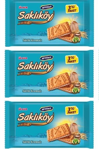 Ülker Saklıköy Sütlü Kremalı Bisküvi 3x264 gr
