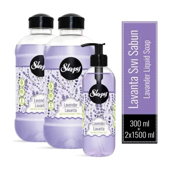 Sleepy Lavanta Nemlendiricili Köpük Sıvı Sabun 300 ml+1.5 lt 3'lü