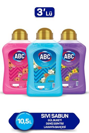 ABC Deniz Esintisi-Lavanta-Gül Nemlendiricili Parabensiz Köpük Sıvı Sabun 3.5 lt 3'lü