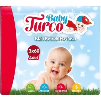 Baby Turco Klasik 180 Yaprak 3'lü Paket Islak Mendil