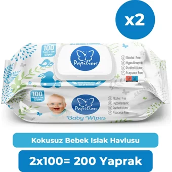 Papilion Baby 100 Yaprak 2'li Paket Islak Mendil