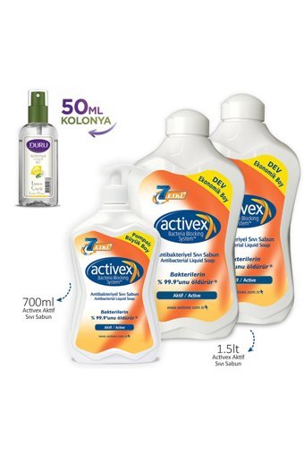 Activex Nemlendiricili Antibakteriyel Köpük Sıvı Sabun 700 ml+1.5 lt 3'lü