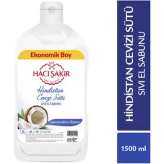 Hacı Şakir Hindistan Cevizi Nemlendiricili Köpük Sıvı Sabun 1.5 lt 4'lü