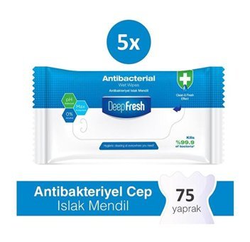 Deep Fresh Antibakteriyel 15 Yaprak 5'li Paket Islak Mendil