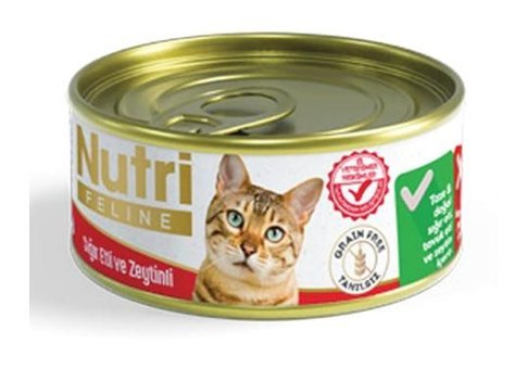 Nutri Feline Yetişkin Sığır Etli-Zeytin Yaş Kedi Maması 6x85 gr