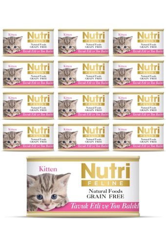 Nutri Feline Yavru Tavuk-Ton Balığı Yaş Kedi Maması 12x85 gr