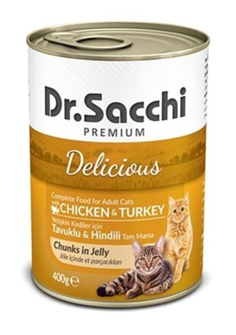 Dr.Sacchi Premium Hindi Etli ve Tavuklu Yetişkin Yaş Kedi Maması 400 gr