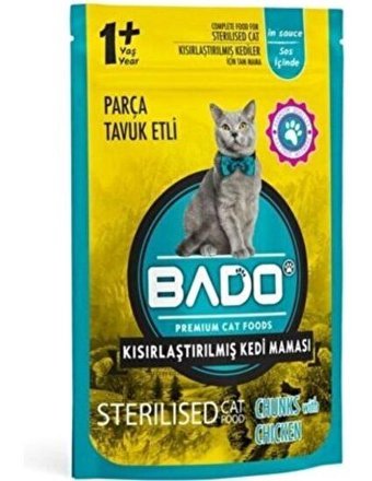 Bado Kısırlaştırılmış Tavuk Yetişkin Yaş Kedi Maması 85 gr