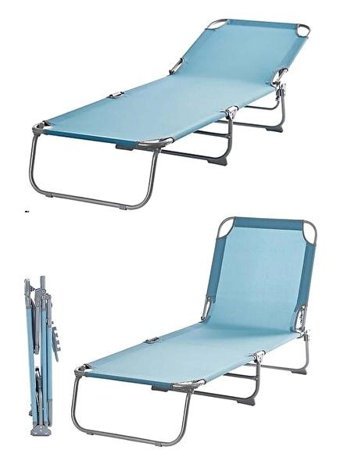Blooma 2'li Metal Katlanır Şezlong Su Mavisi