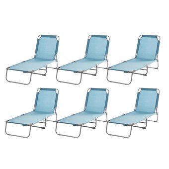 Blooma 6'lı Metal Katlanır Şezlong Su Mavisi