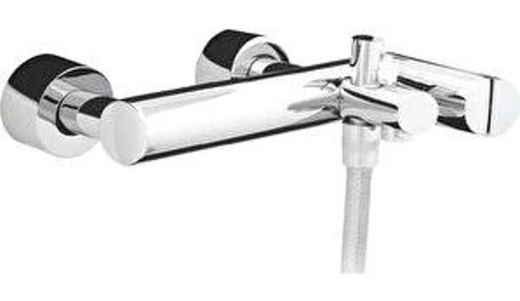 Creavit Sm2500 Smooth Pirinç Çift Delikli Yarı Ankastre Kare Banyo Bataryası Gümüş