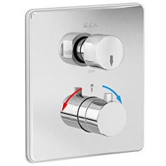 Eca Termostatik 102167215-kde Krom Çift Delikli Çevirmeli Ankastre Banyo Bataryası Gümüş