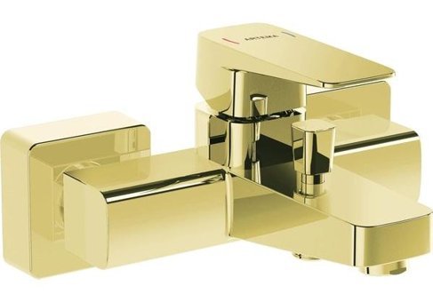 Artema Root Square A4273723 Paslanmaz Çelik Çift Delikli Aç Kapa Yarı Ankastre Kare Banyo Bataryası Altın