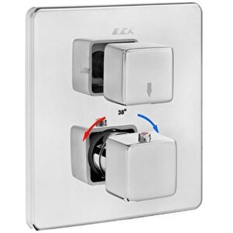 Eca Termostatik 102167216-kde Krom Çift Delikli Çevirmeli Ankastre Banyo Bataryası Gümüş