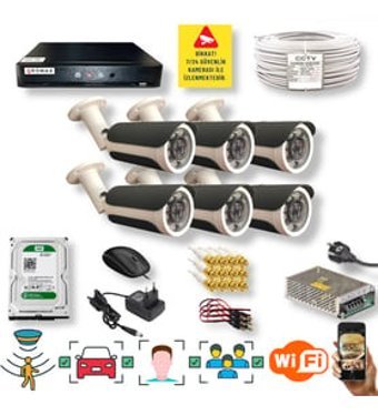 Qromax 40sk8 6 Kameralı Gece Görüşlü Kablolu Güvenlik Kamerası