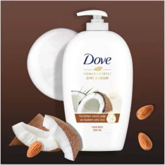 Dove Hindistan Cevizi Yağı-Badem Sütü Özü Nemlendiricili Köpük Sıvı Sabun 450 ml 3'lü