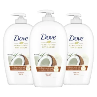 Dove Hindistan Cevizi Yağı-Badem Sütü Özü Nemlendiricili Köpük Sıvı Sabun 450 ml 3'lü
