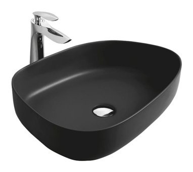 Paluci Duru Tekli 55 cm Porselen Asimetrik Lavabo Siyah
