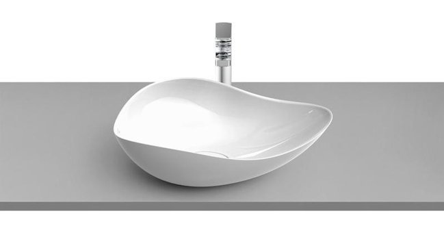 Roca Tekli Seramik Asimetrik Lavabo Beyaz