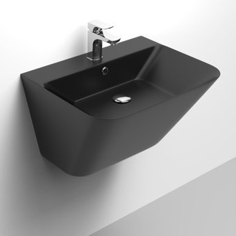 Paluci Vella Tekli 45 cm Porselen Dikdörtgen Lavabo Siyah