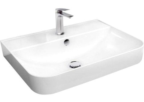 Turavit Luna Tekli 45 cm Seramik Dikdörtgen Lavabo Beyaz