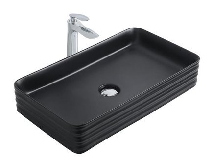 Paluci Arte Plus Tekli 68 cm Porselen Dikdörtgen Lavabo Siyah