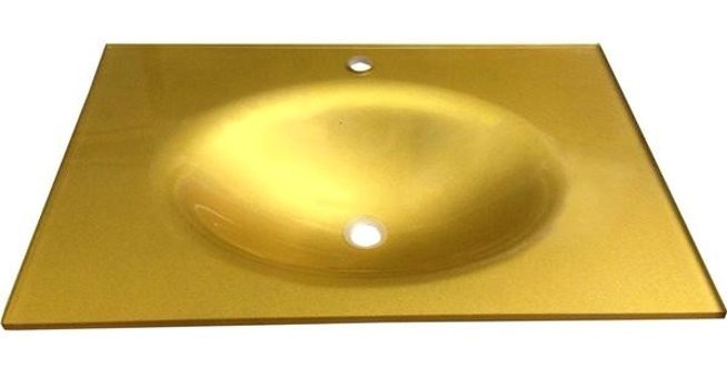 Oscar Tekli 70 cm Cam Oval Lavabo Gold