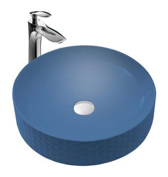 Paluci Paula Tekli 44 cm Porselen Yuvarlak Lavabo Koyu Mavi