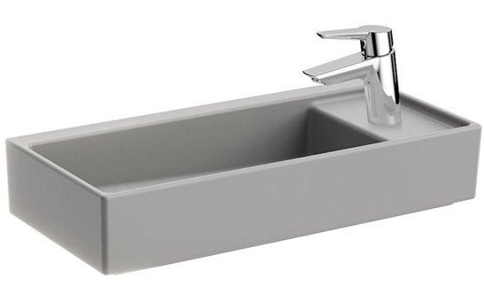 Vitra Archiplan 7406b0760294 Tekli 60 cm Seramik Dikdörtgen Lavabo Gri