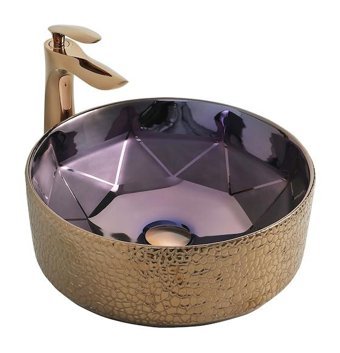 Paluci Melissa Tekli 41 cm Porselen Yuvarlak Lavabo Rose Gold