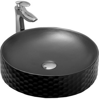 Paluci Paula Tekli 44 cm Porselen Yuvarlak Lavabo Mat Siyah
