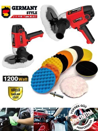 Germany Style 99756VFX 1600 W 600 Devir/dk 10 Mm Kablosuz Pasta Cila Akülü Şarjlı Polisaj Makinesi