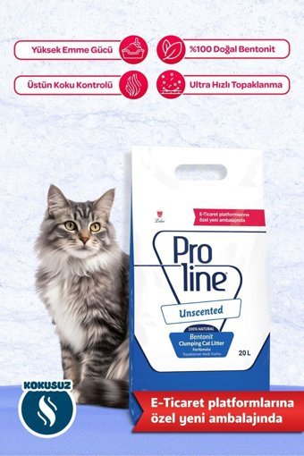 Pro Line Kokusuz Topaklanan İnce Taneli Bentonit Kedi Kumu 20 lt