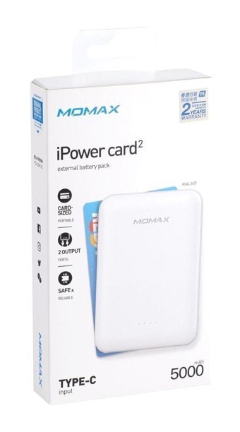 Momax Ipower card 2 5000 mAh Powerbank Beyaz