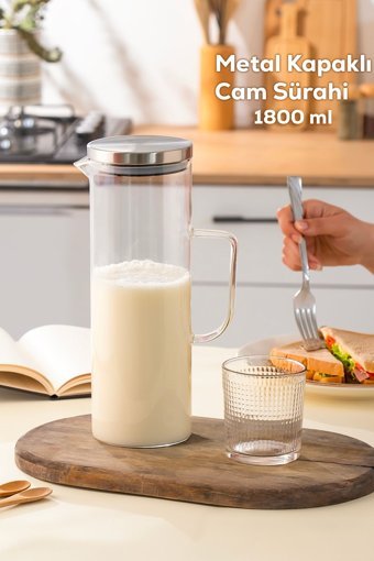 Porsima Borosilikat 1.8 lt Metal Kapaklı Sürahi