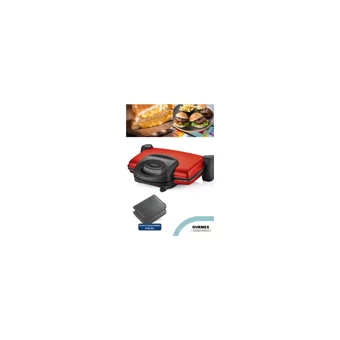 Goldmaster Gurmex 6 Dilim Granit Çıkartılabilir Plaka Tek Yönlü 1750 W Izgaralı Kırmızı Tost Makinesi