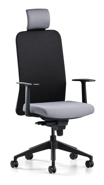 Bürotime Comfy Başlıklı Kolçaklı Dönerli Antrasit-Siyah Çalışma Sandalyesi
