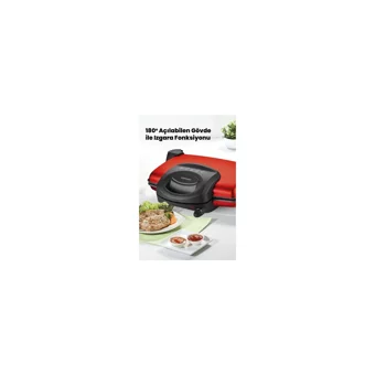 Goldmaster Gurmex 6 Dilim Granit Çıkartılabilir Plaka Tek Yönlü 1750 W Izgaralı Kırmızı Tost Makinesi