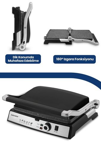 Goldmaster Tostmix 6 Dilim Granit Çıkartılabilir Plaka Tek Yönlü 2000 W Izgaralı Siyah Tost Makinesi