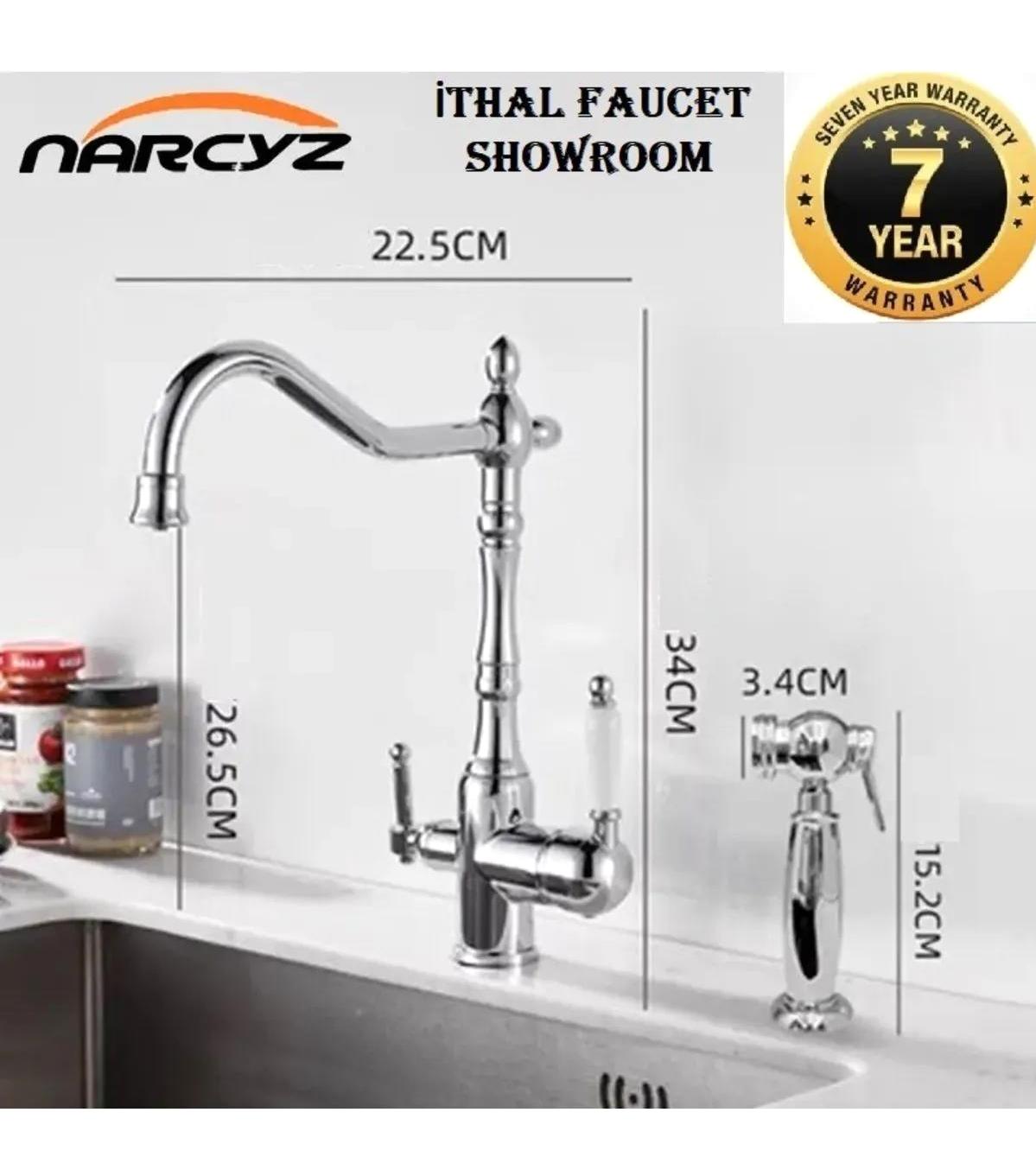 Oem Arıtmalı Çift Girişli Aç Kapa Eviye Bataryası Gümüş