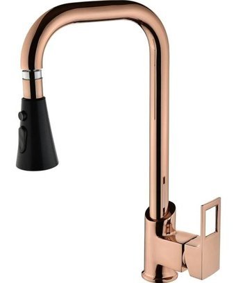 Vilas Karya Spiralli Kuğu Çift Girişli Aç Kapa Eviye Bataryası Rose Gold