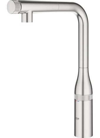 Grohe Essence Smartcontrol-31615DC0 Spiralli Çift Girişli Basmalı Eviye Bataryası Gümüş