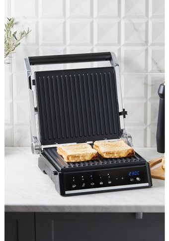 Homend Grilliant 1341H 4 Dilim Granit Çıkartılabilir Plaka Tek Yönlü 2000 W Izgaralı Gri Tost Makinesi