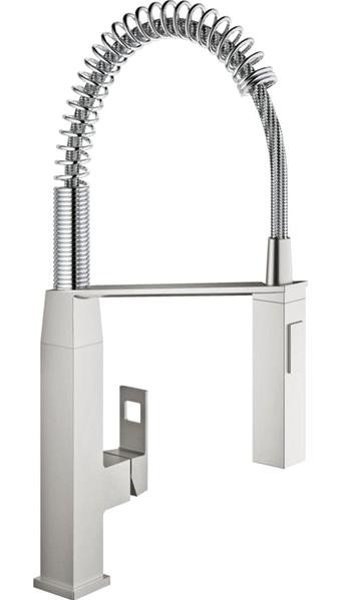 Grohe Eurocube-31395000 Spiralli Tek Girişli Aç Kapa Eviye Bataryası Gümüş