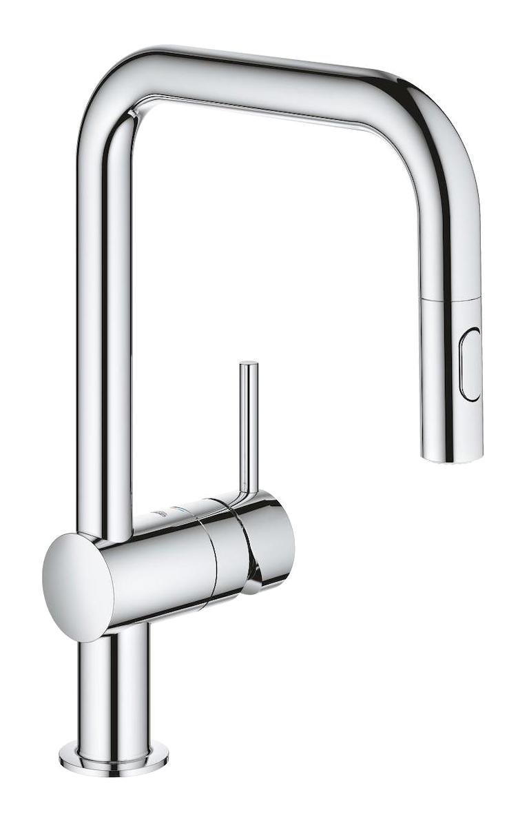 Grohe Minta 32322002 Spiralli Kuğu Çift Girişli Aç Kapa Eviye Bataryası Gümüş