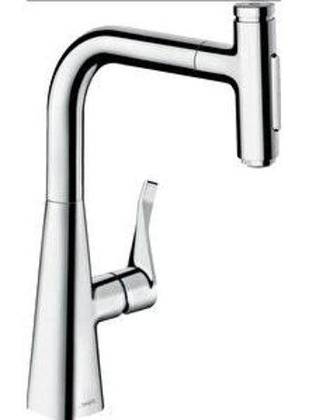 Hansgrohe Metris Select M71 73817000 Kuğu Çift Girişli Aç Kapa Eviye Bataryası Gri